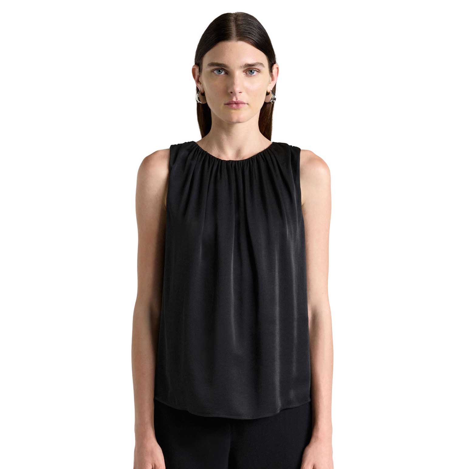 Cue Satin Gathered Neck Top